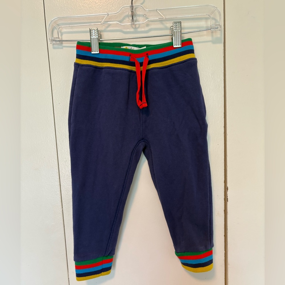 Baby Boden Rainbow Rib Joggers In blue Size 2-3 years, EUC